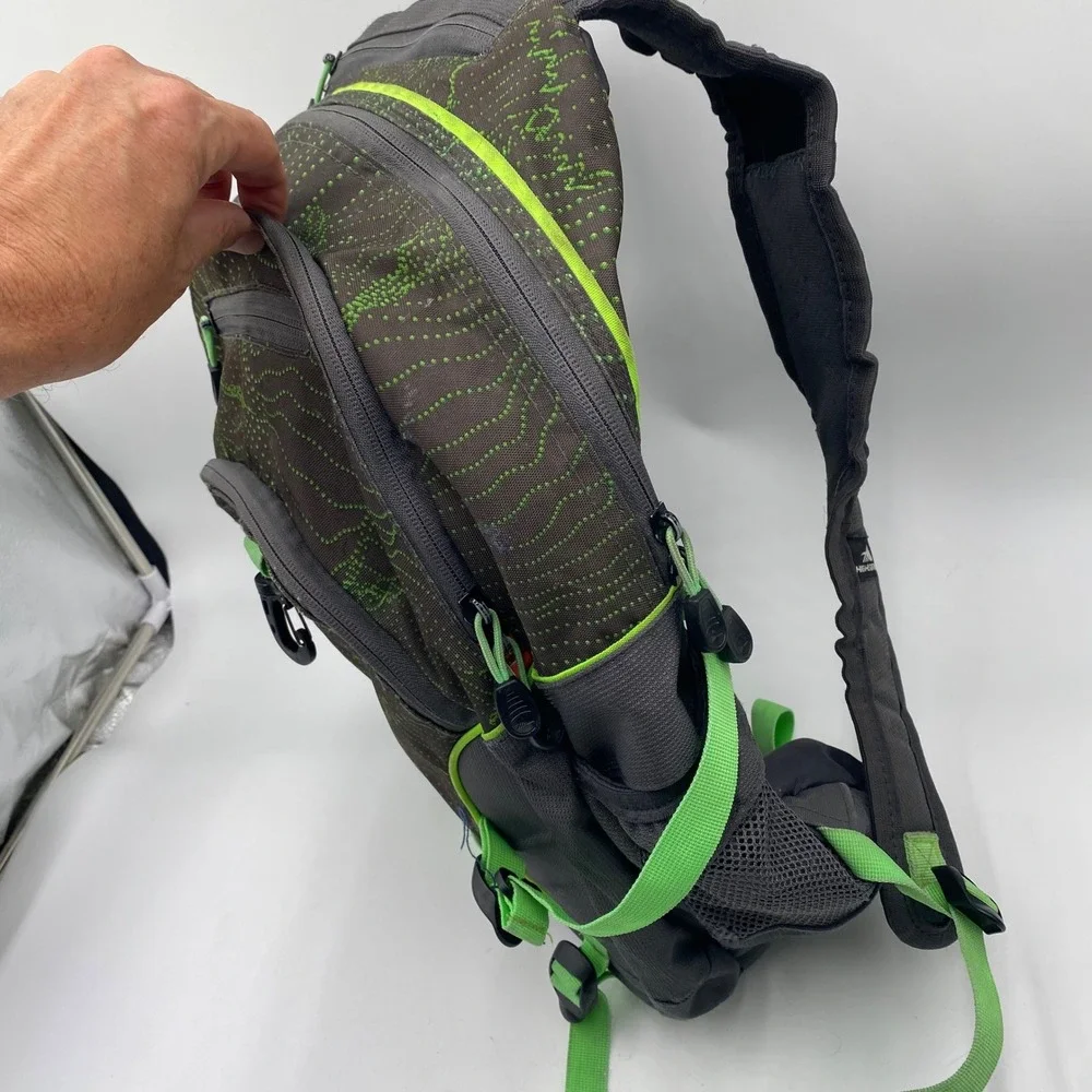 High Sierra Access Backpack Grey Lime Green Topo Print Padded Laptop School Bag
